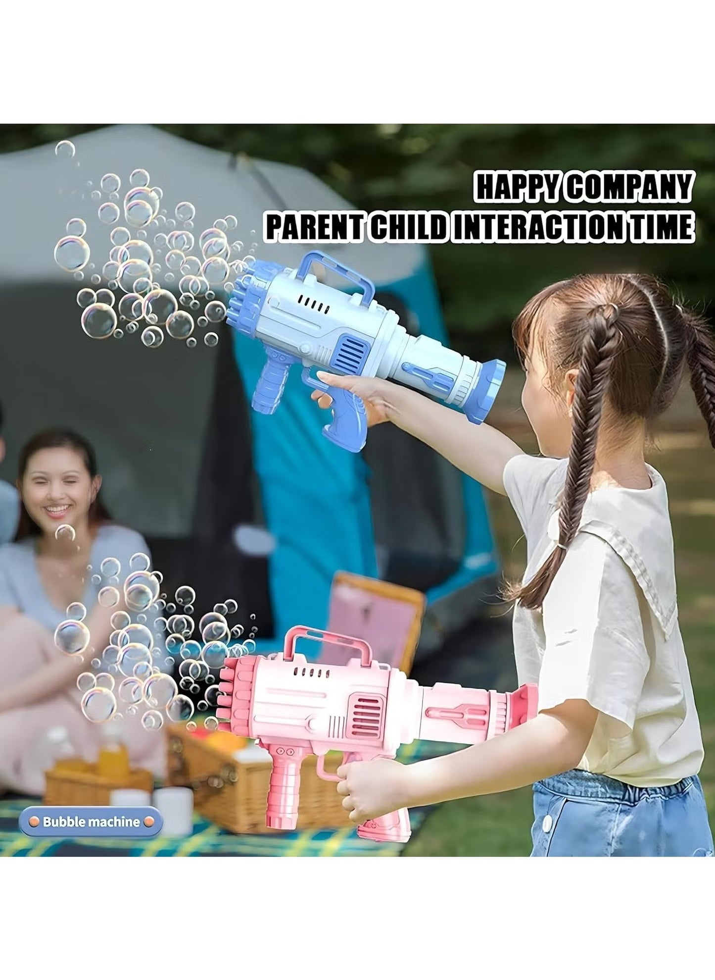 32 Hole Design Portable Large Capacity Bazooka Bubble Gun Toy - Blue